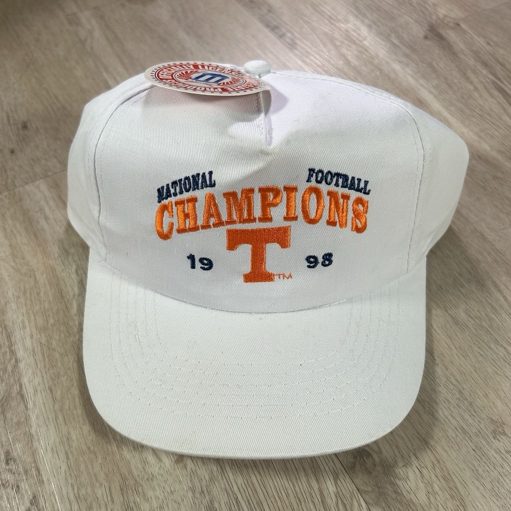 VTG 1998 Tennessee Volunteers Snapback Hat NWT National Champs Logo 7 White Cap‎